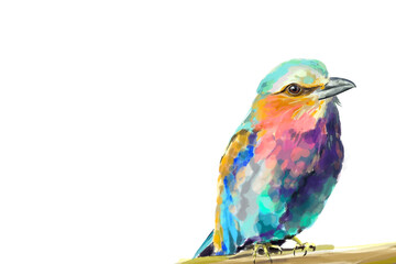Beautiful watercolor illustration of a vibrant lilac-breasted roller, a striking red parrot, and a majestic flamingo. Perfect for wildlife lovers, tropical art enthusiasts, and nature-inspired designs