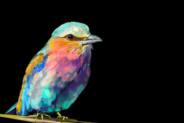 Beautiful watercolor illustration of a vibrant lilac-breasted roller, a striking red parrot, and a majestic flamingo. Perfect for wildlife lovers, tropical art enthusiasts, and nature-inspired designs