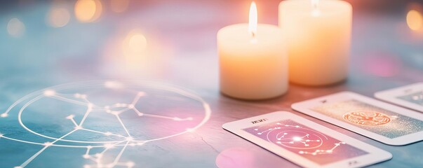 Digital tarot reading with animated zodiac signs, interactive and modern
