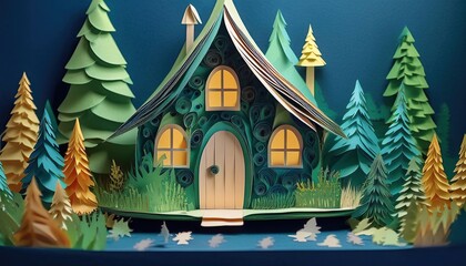 Fairy-inhabited small home in the forest with forest