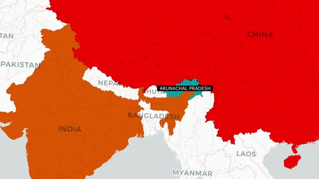 Ar Arunachal Pradesh india and china map animated video.Arunachal Pradesh china.unachal Pradesh india and china map