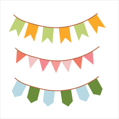 Paper garland. Decoration for a holiday or fair. Vector illustration isolated on white background.