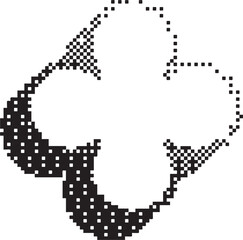 Bitmap pattern star shape. Flower halftone gradient element. Y2k graphic abstract icon. Dither noisy grunge texture.