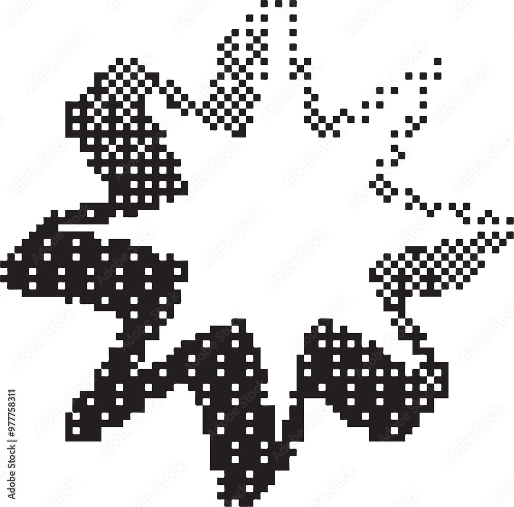 Poster bitmap pattern star shape. flower halftone gradient element. y2k graphic abstract icon. dither noisy
