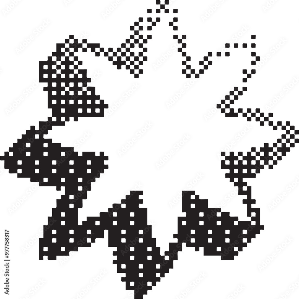 Poster bitmap pattern star shape. flower halftone gradient element. y2k graphic abstract icon. dither noisy
