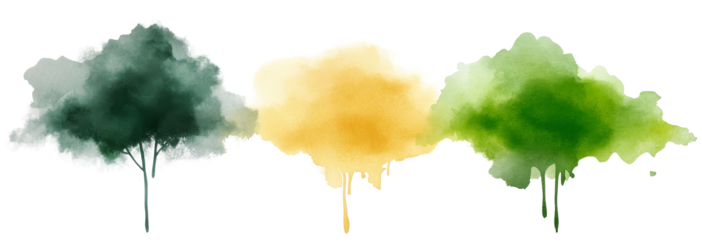 Watercolor green abstract shapes, Isolated PNG with Transparent Background - Powered by Adobe