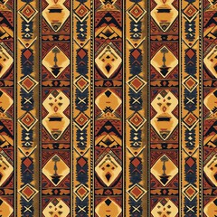 Grunge tribal design in warm colors seamless striped