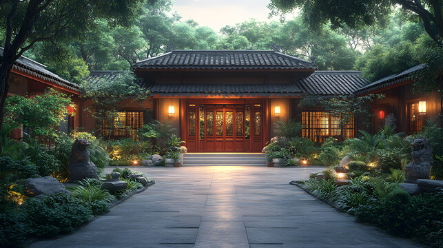 The area in front of the hotel is the first place that impresses guests. Therefore, it is designed and built beautifully to attract visitors. You can use this image as idea for decorating the place.