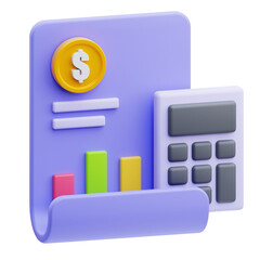 PNG 3D Accounting Icon Isolated on a White Background