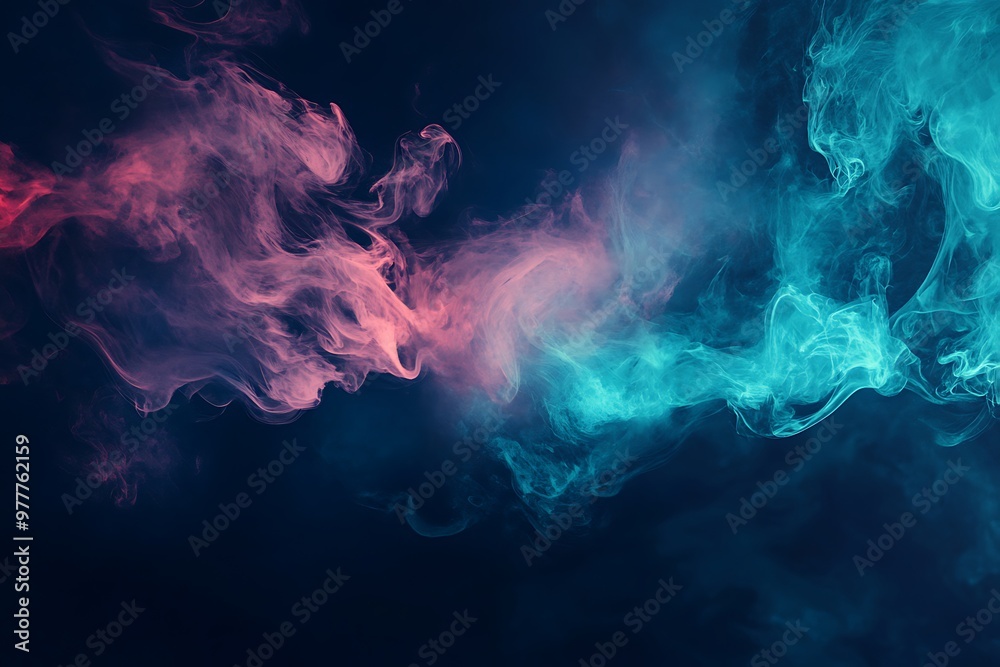 Canvas Prints Abstract colorful smoke swirls on dark background. Abstract colorful smoke background