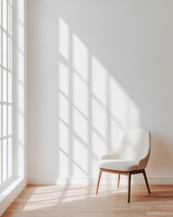 Contemporary Minimalist Interior Design with White Wall, Empty Room, and Modern Furniture