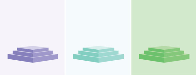 purple Cyan and green product background Three dimensional. Trendy colors and style of the year