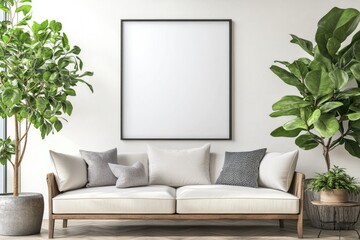 Contemporary Living Room Poster Mockup with Simple Scandinavian Design