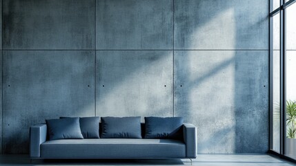 Minimalist Living Room with Concrete Wall and Stylish Sofa
