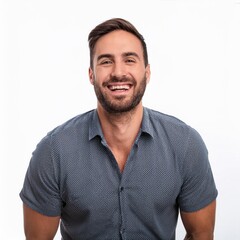Authentic Man Laughing with Joy Isolated on White Background, Clipping Path, Full Depth of Field