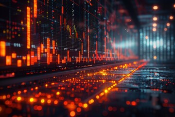 Fototapeta premium There is a blurry image of a stock market display
