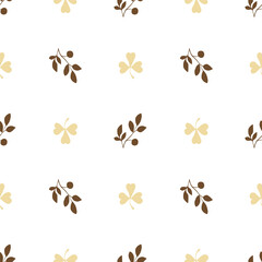 Seamless pattern with brown and yellow leaves