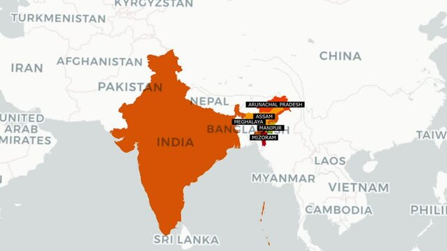 Northeast India The Seven Sisters. Seven sisters map in India.