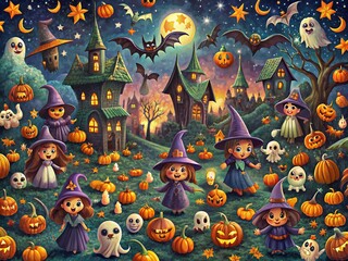Oil painting artistic image of a very detailed image of the witching hour creepy gothic medieval scary