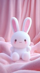 Obraz premium Pink and Purple Plush Bunny and Pink Background, Abstract Image, Texture, Pattern Background, Wallpaper, Cover and Screen for Smartphone, PC, Laptop, 9:16 and 16:9 Format