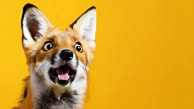 An amazed fox with its mouth open