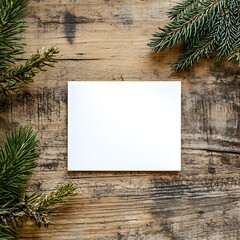 Fototapeta premium Blank White Paper on Rustic Pine Office Table