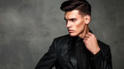 Stylish young man posing against a textured background
