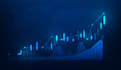 arrow up forward and graph chart stock market investment growth technology background. vector illustration fantastic technology.