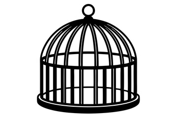 cage with bird clipping path included