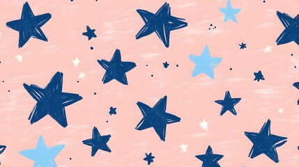 Fototapeta premium Blue Stars on Pink Background, Abstract Image, Texture, Pattern Background, Wallpaper, Cover and Screen for Smartphone, PC, Laptop, 9:16 and 16:9 Format