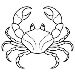 Crab with extended pincers and a sturdy, shell-like body line art