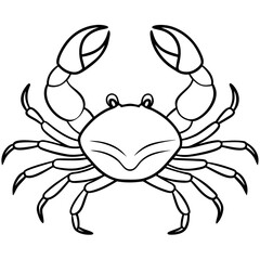 Crab with extended pincers and a sturdy, shell-like body line art