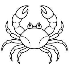 Crab with extended pincers and a sturdy, shell-like body line art