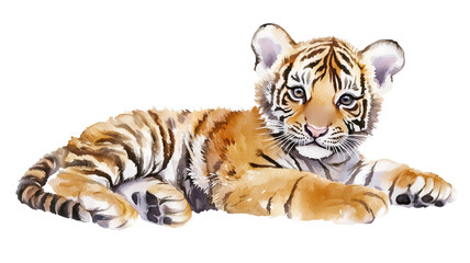 Obraz premium Watercolor tiger isolated.