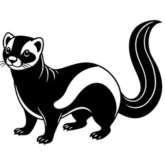 ferret slinking with a curious, playful expression and elongated body vector