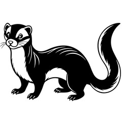 ferret slinking with a curious, playful expression and elongated body vector