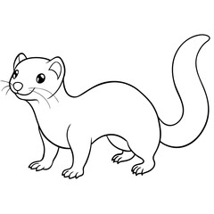 ferret slinking with a curious, playful expression and elongated body vector