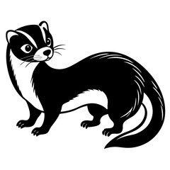ferret slinking with a curious, playful expression and elongated body vector
