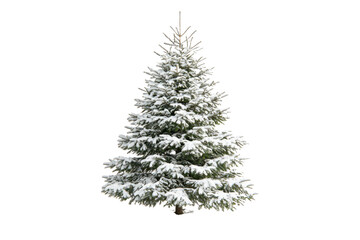Fototapeta premium Beautiful snow-covered Christmas tree isolated on a transparent background. capturing the essence of winter and holiday season.