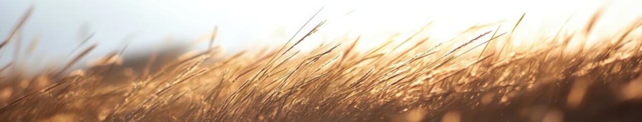 Fototapeta premium Golden autumn grassland gently swaying under a bright sunlit sky