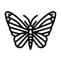 butterfly icon or modern line symbol. Vector line art and icon design with bold outline. Black and white Pixel Perfect minimalistic symbol isolated white background. Silhouette simple thin sign