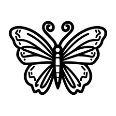 butterfly icon or modern line symbol. Vector line art and icon design with bold outline. Black and white Pixel Perfect minimalistic symbol isolated white background. Silhouette simple thin sign
