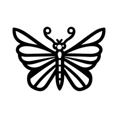 butterfly icon or modern line symbol. Vector line art and icon design with bold outline. Black and white Pixel Perfect minimalistic symbol isolated white background. Silhouette simple thin sign