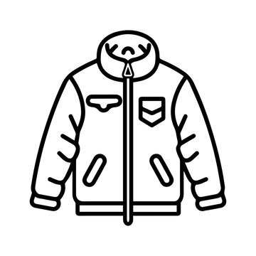 recommend clip art: jacket icon or modern line symbol. Vector line art and icon design with bold outline. Black and white Pixel Perfect minimalistic symbol isolated white background. Silhouette simple thin sign