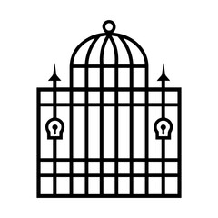 jail icon or modern line symbol. Vector line art and icon design with bold outline. Black and white Pixel Perfect minimalistic symbol isolated white background. Silhouette simple thin sign