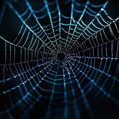 Naklejka premium Detailed close-up of a spider's web broken glass with a central hole