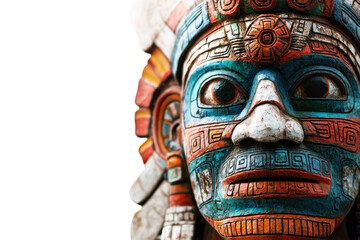 Colorful ancient tribal mask with intricate details and vibrant colors, showcasing traditional craftsmanship and cultural heritage.