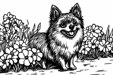 Cute coloring page featuring a playful dog for kids creativity.