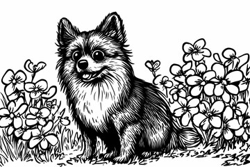 Cute coloring page featuring a playful dog for kids creativity.