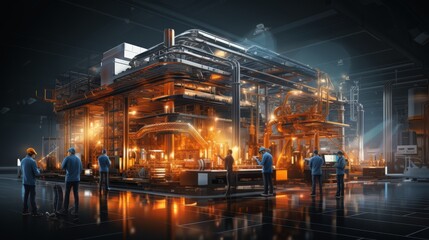 Futuristic production line efficiently assembling smartphones in a high-tech facility